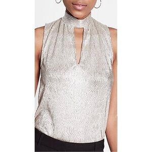NWT EXPRESS Shimmer Metallic Mock Neck Cutout Tank Size S
